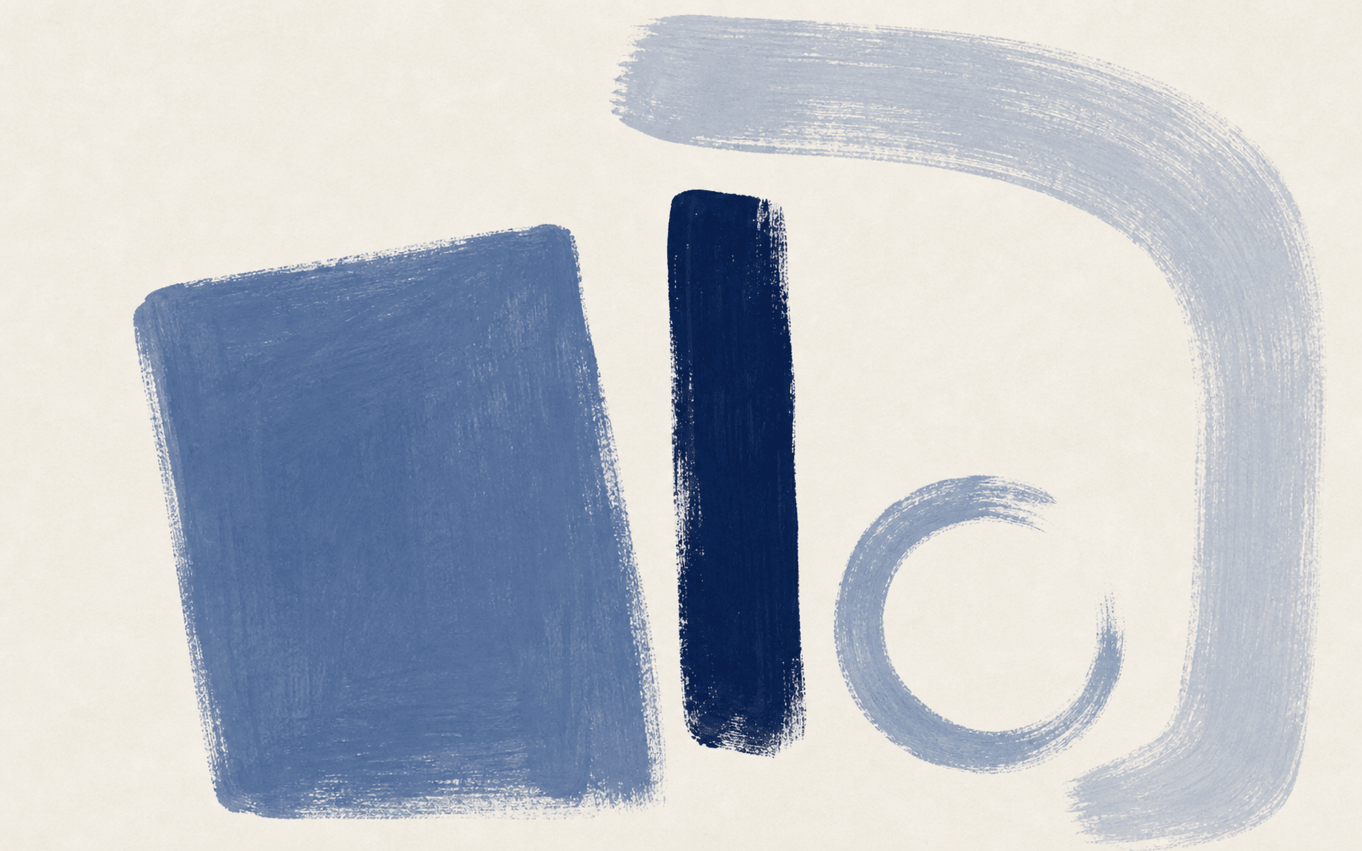 Abstract navy painting suggesting a document, controlled boundary and incomplete approval seal.